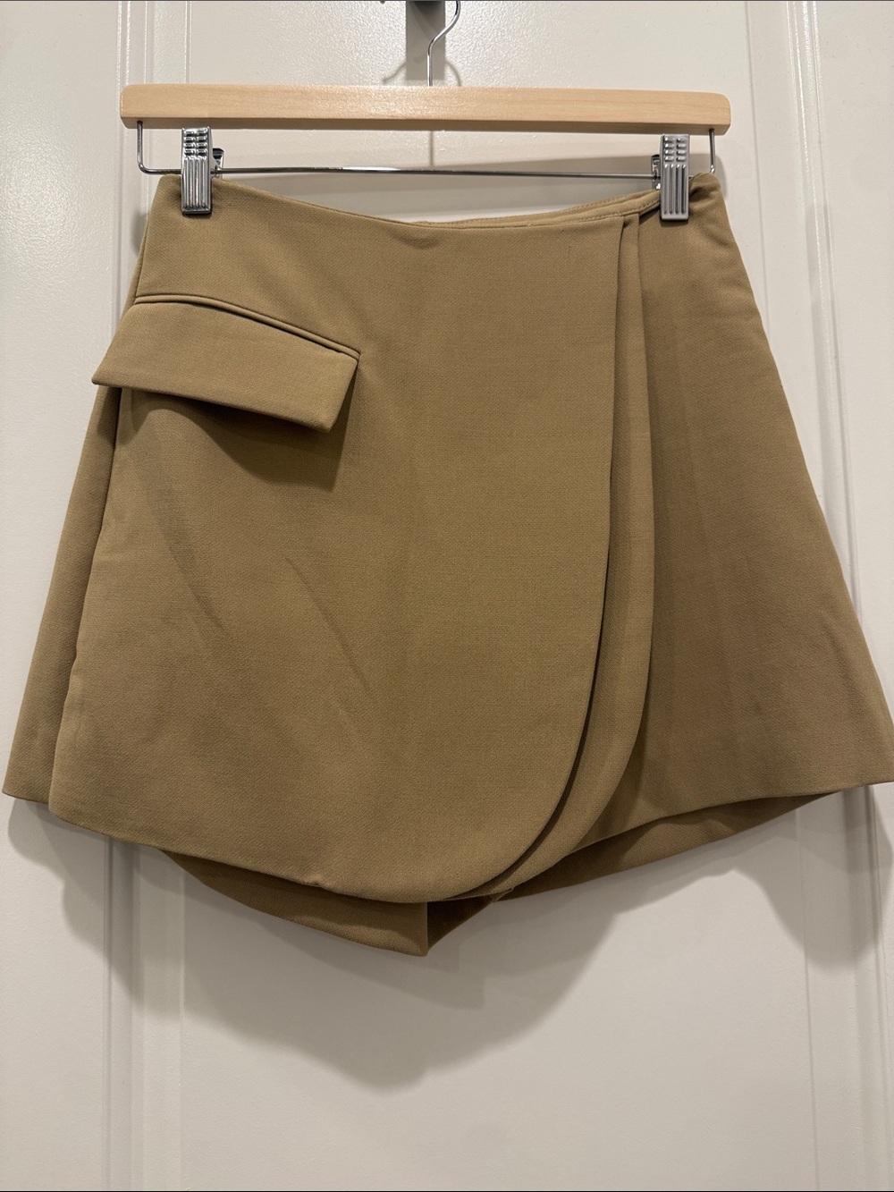 Women's Tan Skort with Wrap Front - Picture 3 of 11